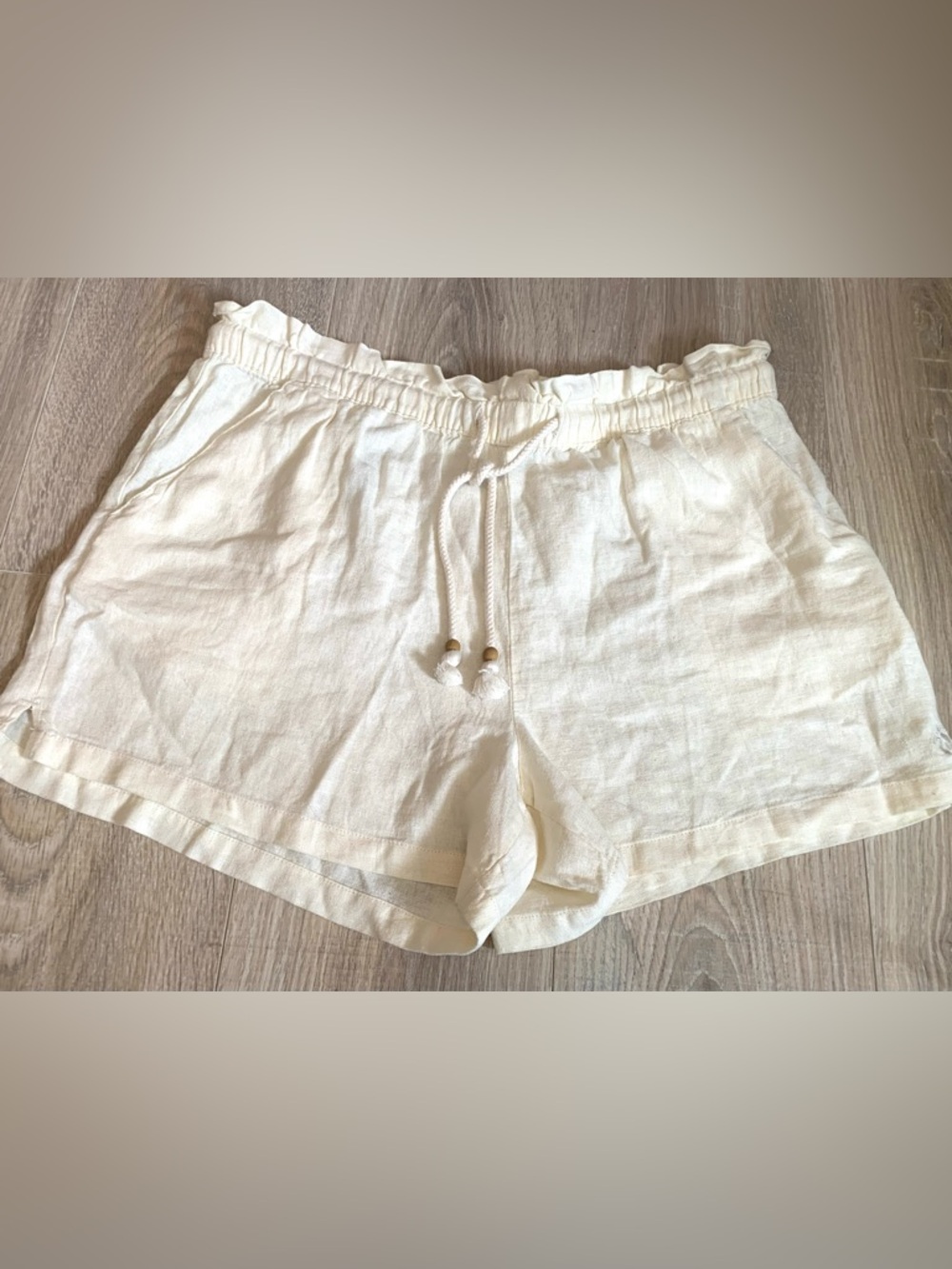 Hang Ten Cream Linen-Blend Drawstring Shorts - Picture 2 of 11